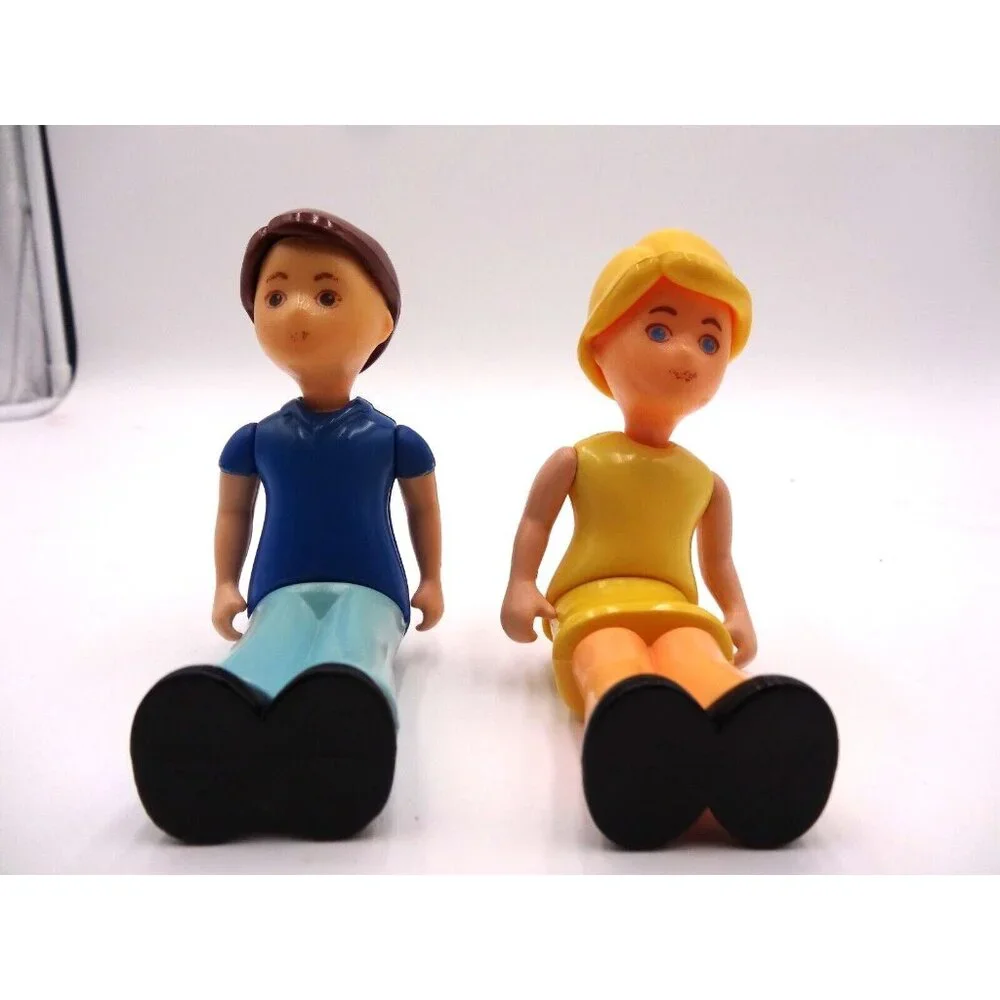 Little Tikes Dollhouse Girl Mother Yellow dress Blonde Hair and  Boy Brother Dad
